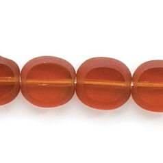 Bead, Preciosa Czech Pressed Glass, 10x9mm Flat Oval bead with Matte Edge - Transparent Madeira Brown (Hole Size 1.3mm)