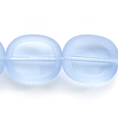 Bead, Preciosa Czech Pressed Glass, 14x12mm Flat Oval bead with Matte Edge - Transparent Light Sapphire (Hole Size 1.3mm)