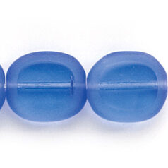Bead, Preciosa Czech Pressed Glass, 14x12mm Flat Oval bead with Matte Edge - Transparent Sapphire (Hole Size 1.3mm)
