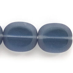 Bead, Preciosa Czech Pressed Glass, 14x12mm Flat Oval bead with Matte Edge - Transparent Montana Blue (Hole Size 1.3mm)