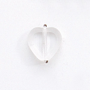 Bead, Preciosa Czech Pressed Glass, 10x10mm Flat Heart bead with Matte Edge - Crystal (Hole Size 1.3mm)