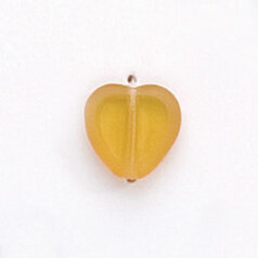 Bead, Preciosa Czech Pressed Glass, 10x10mm Flat Heart bead with Matte Edge - Transparent Light Topaz (Hole Size 1.3mm)