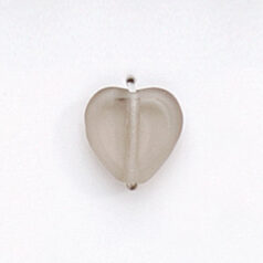 Bead, Preciosa Czech Pressed Glass, 10x10mm Flat Heart bead with Matte Edge - Transparent Black Diamond (Hole Size 1.3mm)