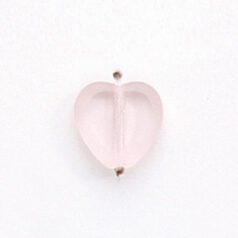 Bead, Preciosa Czech Pressed Glass, 10x10mm Flat Heart bead with Matte Edge - Transparent Rosaline (Hole Size 1.3mm)
