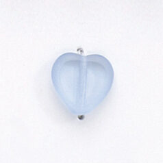Bead, Preciosa Czech Pressed Glass, 10x10mm Flat Heart bead with Matte Edge - Transparent  Light Sapphire (Hole Size 1.3mm)