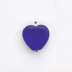 Bead, Preciosa Czech Pressed Glass, 10x10mm Flat Heart bead with Matte Edge - Transparent Cobalt Blue (Hole Size 1.3mm)