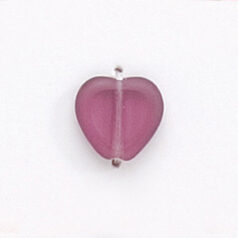 Bead, Preciosa Czech Pressed Glass, 10x10mm Flat Heart bead with Matte Edge - Transparent Amethyst (Hole Size 1.3mm)