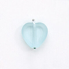 Bead, Preciosa Czech Pressed Glass, 10x10mm Flat Heart bead with Matte Edge - Transparent Light Aqua (Hole Size 1.3mm)