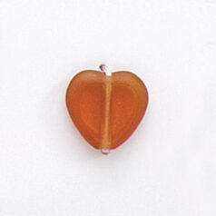 Bead, Preciosa Czech Pressed Glass, 10x10mm Flat Heart bead with Matte Edge - Transparent Madeira Brown (Hole Size 1.3mm)