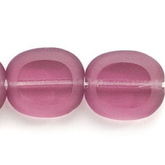 Bead, Preciosa Czech Pressed Glass, 14x12mm Flat Oval bead with Matte Edge - Transparent Amethyst (Hole Size 1.3mm)