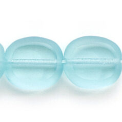 14x12mm Flat Oval Matte Edge (hole size:1.3mm) -  Lt. Aqua
