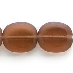 Bead, Preciosa Czech Pressed Glass, 14x12mm Flat Oval bead with Matte Edge - Transparent Smoke Topaz (Hole Size 1.3mm)