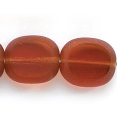 Bead, Preciosa Czech Pressed Glass, 14x12mm Flat Oval bead with Matte Edge - Transparent Madeira Brown (Hole Size 1.3mm)