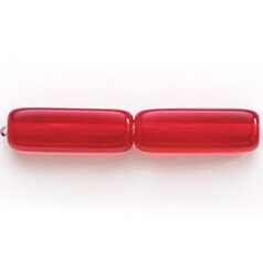 Bead, Preciosa Czech Pressed Glass, 15x5mm Rectangle shape - Transparent Siam Ruby (Hole Size 1.2mm)