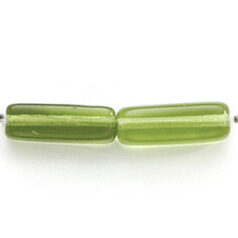 Bead, Preciosa Czech Pressed Glass, 15x5mm Rectangle shape - Transparent Olive Green (Hole Size 1.2mm)