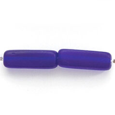 Bead, Preciosa Czech Pressed Glass, 15x5mm Rectangle - Matte Cobalt Blue (Hole Size 1.2mm)