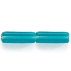 Bead, Preciosa Czech Pressed Glass, 15x5mm Rectangle - Matte Blue Aqua (Hole Size 1.2mm)