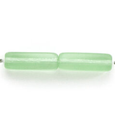 Bead, Preciosa Czech Pressed Glass, 15x5mm Rectangle - Matte Peridot (Hole Size 1.2mm)