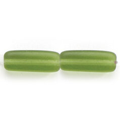 Bead, Preciosa Czech Pressed Glass, 15x5mm Rectangle - Matte Olive Green (Hole Size 1.2mm)