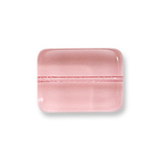 Bead, Preciosa Czech Pressed Glass, 12x8mm Flat Rectangle Bead - Transparent Rosaline (Thickness 4mm, Hole Size 1.2mm)