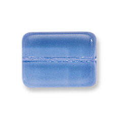 Bead, Preciosa Czech Pressed Glass, 12x8mm Flat Rectangle Bead - Transparent Light Sapphire (Thickness 4mm, Hole Size 1.2mm)