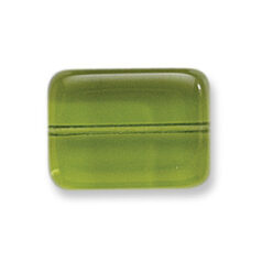 Bead, Preciosa Czech Pressed Glass, 12x8mm Flat Rectangle Bead - Transparent Olivine (Thickness 4mm, Hole Size 1.2mm)