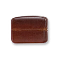 Bead, Preciosa Czech Pressed Glass, 12x8mm Flat Rectangle Bead - Transparent Madeira Topaz (Thickness 4mm, Hole Size 1.2mm)