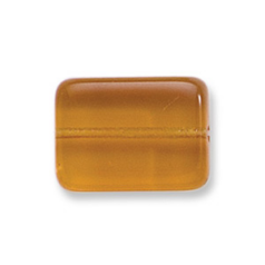 Bead, Preciosa Czech Pressed Glass, 14x10mm Flat Rectangle Bead - Transparent Topaz (Thickness 5mm, Hole Size 1.2mm) 