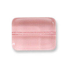 Bead, Preciosa Czech Pressed Glass, 14x10mm Flat Rectangle Bead - Transparent Rosaline (Thickness 5mm, Hole Size 1.2mm)