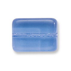 Bead, Preciosa Czech Pressed Glass, 14x10mm Flat Rectangle Bead - Transparent Light Sapphire (Thickness 5mm, Hole Size 1.2mm)