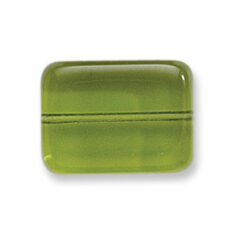 Bead, Preciosa Czech Pressed Glass, 14x10mm Flat Rectangle Bead - Transparent Olivine (Thickness 5mm, Hole Size 1.2mm)