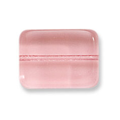 Bead, Preciosa Czech Pressed Glass, 16x12mm Flat Rectangle Bead - Transparent Rosaline (Thickness 6mm, Hole Size 1.2mm)