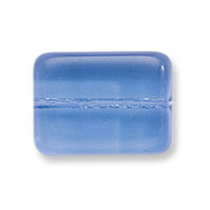 Bead, Preciosa Czech Pressed Glass, 16x12mm Flat Rectangle Bead - Transparent Light Sapphire (Thickness 6mm, Hole Size 1.2mm)