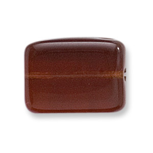 Bead, Preciosa Czech Pressed Glass, 16x12mm Flat Rectangle Bead - Transparent Madeira Topaz (Thickness 6mm, Hole Size 1.2mm)