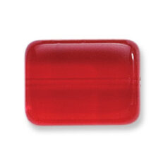 Bead, Preciosa Czech Pressed Glass, 20x15mm Flat Rectangle Bead - Transparent Ruby (Thickness 6.5mm, Hole Size 1.5mm)