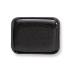 Bead, Preciosa Czech Pressed Glass, 20x15mm Flat Rectangle Bead - Jet Black (Thickness 6.5mm, Hole Size 1.5mm)
