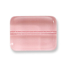 Bead, Preciosa Czech Pressed Glass, 20x15mm Flat Rectangle Bead - Transparent Rosaline (Thickness 6.5mm, Hole Size 1.5mm)