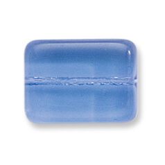 Bead, Preciosa Czech Pressed Glass, 20x15mm Flat Rectangle Bead - Transparent Light Sapphire (Thickness 6.5mm, Hole Size 1.5mm)