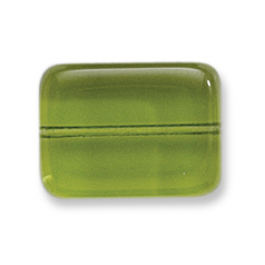 Bead, Preciosa Czech Pressed Glass, 20x15mm Flat Rectangle Bead - Transparent Light Olivine (Thickness 6.5mm, Hole Size 1.5mm)