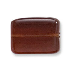 Bead, Preciosa Czech Pressed Glass, 20x15mm Flat Rectangle Bead - Transparent Madeira Topaz (Thickness 6.5mm, Hole Size 1.5mm)