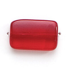 Bead, Preciosa Czech Pressed Glass, 19x12mm Flat Rectangle Bead - Transparent Red (Thickness 4.5mm, Hole Size 1.2mm)