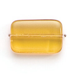 Bead, Preciosa Czech Pressed Glass, 19x12mm Flat Rectangle Bead - Transparent Topaz (Thickness 4.5mm, Hole Size 1.2mm)