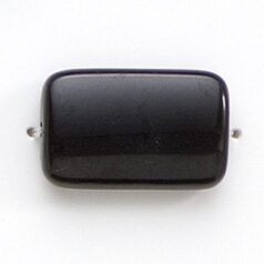 Bead, Preciosa Czech Pressed Glass, 19x12mm Flat Rectangle Bead - Jet Black (Thickness 4.5mm, Hole Size 1.2mm)