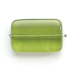 Bead, Preciosa Czech Pressed Glass, 19x12mm Flat Rectangle Bead - Transparent Light Olivine (Thickness 4.5mm, Hole Size 1.2mm)