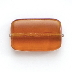 Bead, Preciosa Czech Pressed Glass, 19x12mm Flat Rectangle Bead - Transparent Madeira Topaz (Thickness 4.5mm, Hole Size 1.2mm)