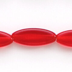 Bead, Preciosa Czech Pressed Glass, 16x6mm Flat Oval Bead - Transparent Ruby (Hole Size 1mm)