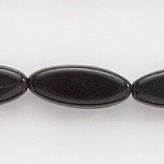 Bead, Preciosa Czech Pressed Glass, 16x6mm Flat Oval Bead - Opaque Black (Hole Size 1mm)