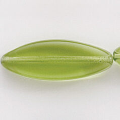 Bead, Preciosa Czech Pressed Glass, 24x9mm Flat Oval Bead - Transparent Light Olivine (Hole Size 1mm)