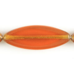 Bead, Preciosa Czech Pressed Glass, 24x9mm Flat Oval Bead - Transparent Madeira Topaz (Hole Size 1mm)