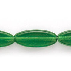 Bead, Preciosa Czech Pressed Glass, 16x6mm Flat Oval Bead - Transparent Emerald (Hole Size 1mm)